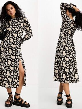 NWOT MNG Mango Floral Print Long Sleeve Midi Dress Size 6
